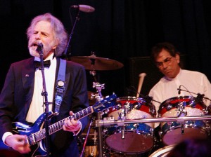 Founding members of the Grateful Dead Bob Weir, left, and Mickey Hart, right, performing.
