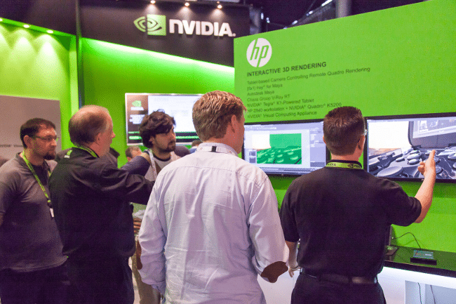 5 NVIDIA VCAs used to render a raytraced image of NVIDIA Shield using Autodesk Maya and Iray for Maya in mere seconds.