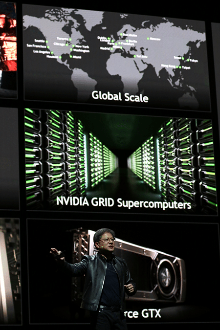 NVIDIA CEO Jen-Hsun Huang on Stage NVIDIA CEO Jen-Hsun Huang on Stage