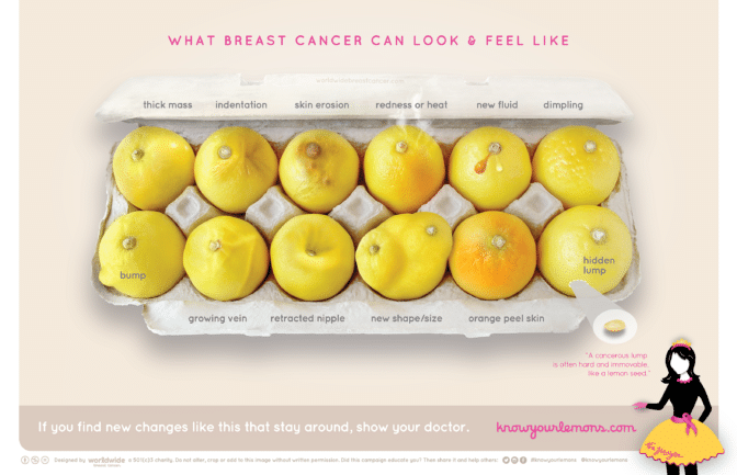 'Know  Your Lemons'（认识你的柠檬）活动：乳腺癌的外观及触感 