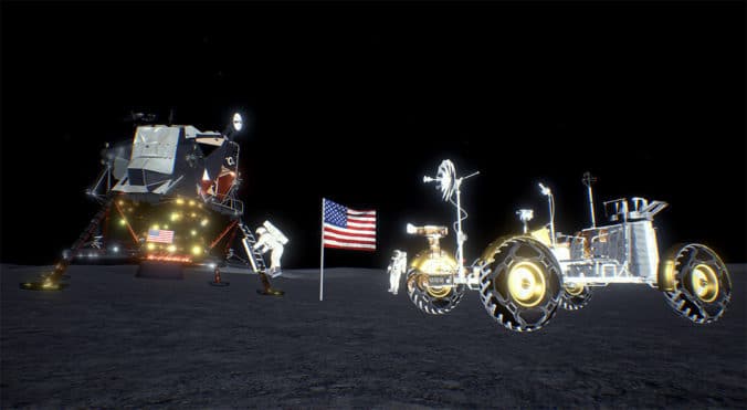 宇宙飛行士と月面車の画像