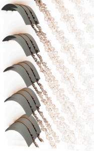 This GPU-accelerated simulation shows airflow A simulation of flow over five jet engine low-pressure turbine blades.