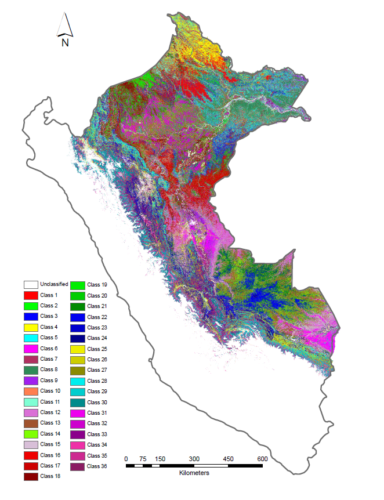 Peru's 36 forest types, each mapped in a different psychedelic color