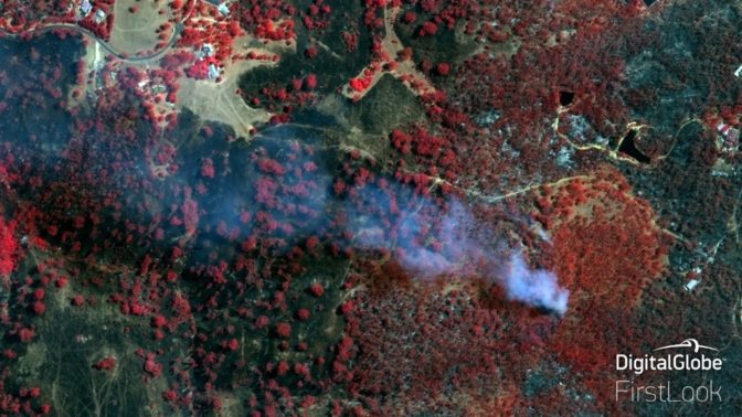 Satellite image of Adelaide Hills bushfire in Australia