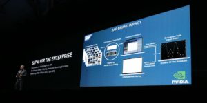 Jensen Huang announcing SAP partnership at GTC 2017