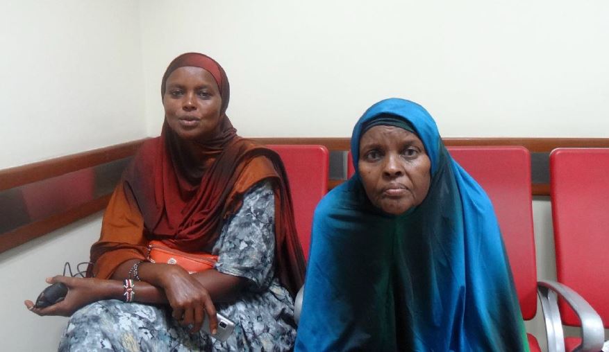 Habiba Hussein (right) after a radiotherapy session at the Nairobi Hospital accompanied by her daughter, Amina.