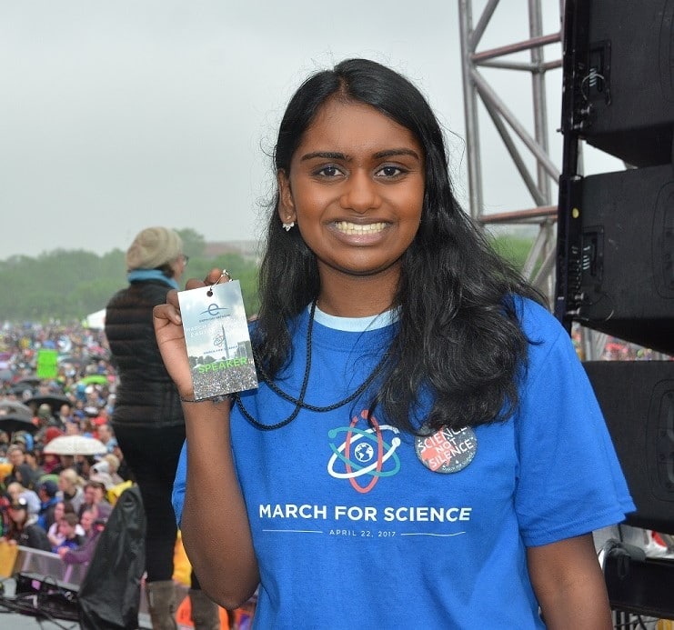 Kopparapu joined representatives of the United Nations, the American Association for the Advancement of Science, and other organizations as one of two teen speakers at last year's March for Science in Washington, D.C.