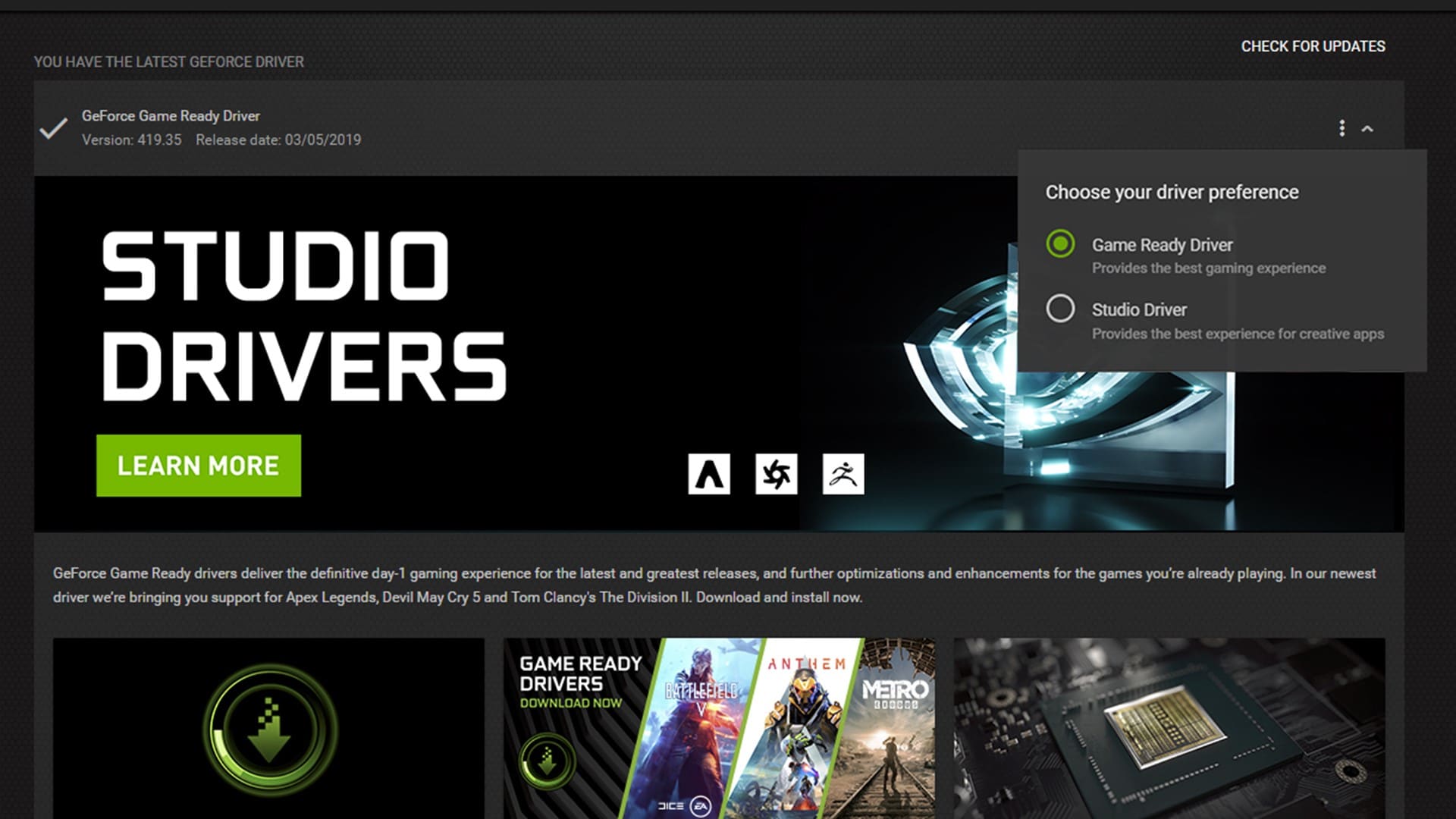 geforce studio driver