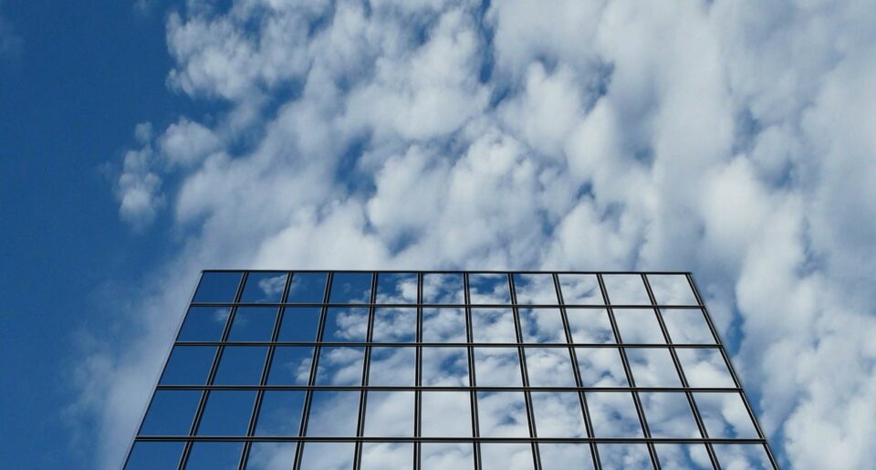 Cloud reflected in skyscraper