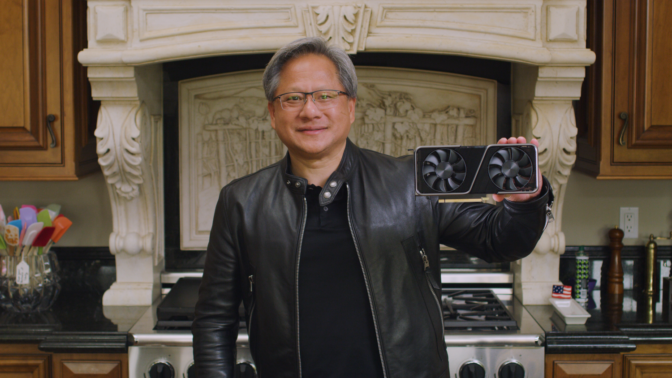 NVIDIA CEO Jensen Huang introducing the GeForce RTX 3070.