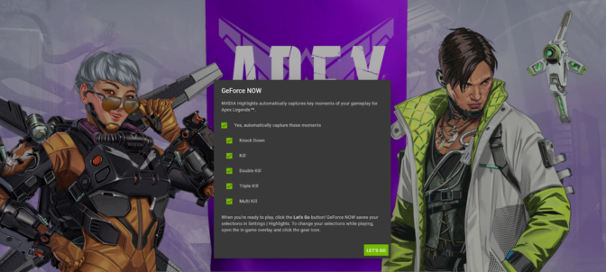Apex Legends with NVIDIA Highlights on GeForce NOW