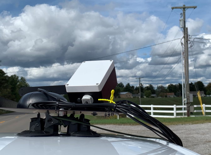 Noteworthy AI computer vision system mounted on a First Energy truck