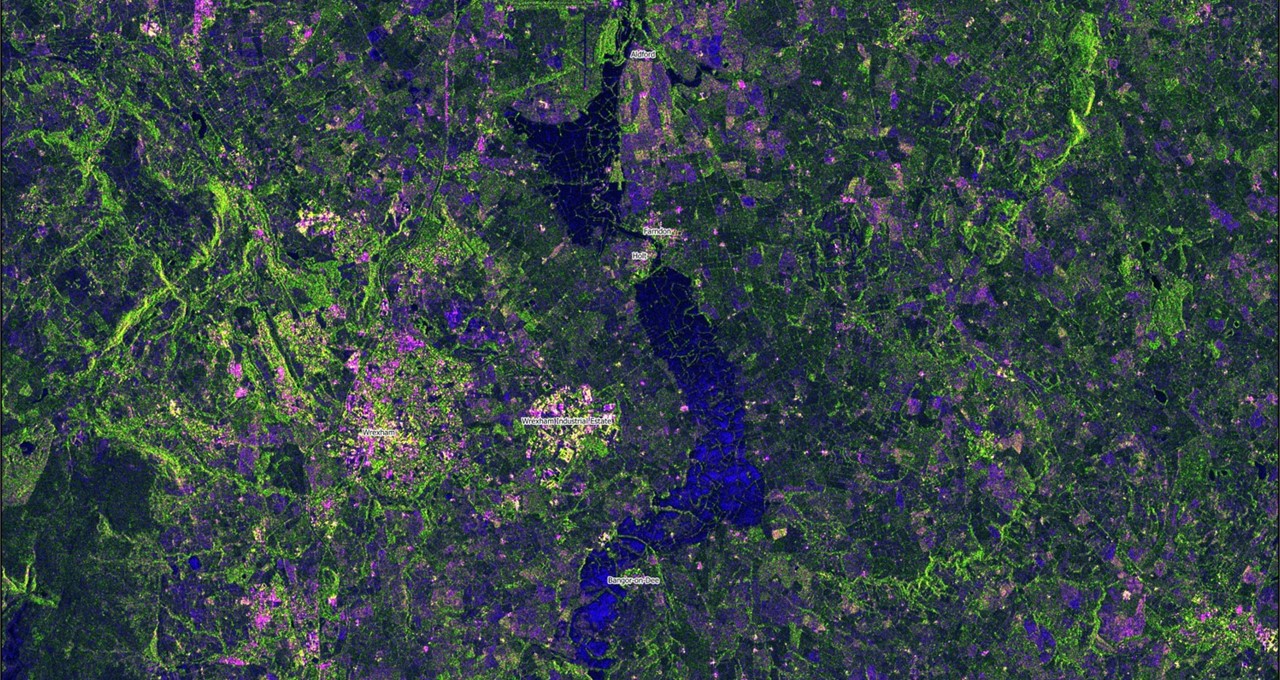 A view of a UK river captured with radar imagery