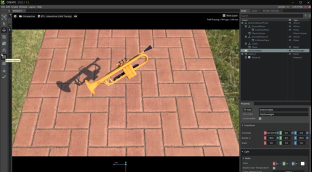 3D trumpet editing in NVIDIA Omniverse