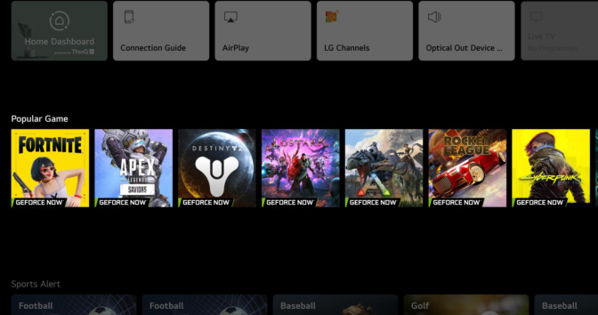 Stream GeForce NOW on LG TVs