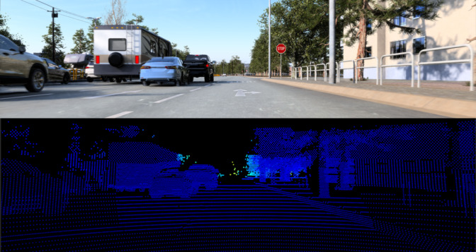 The simulated Continental HRL131 long-range lidar sensor.