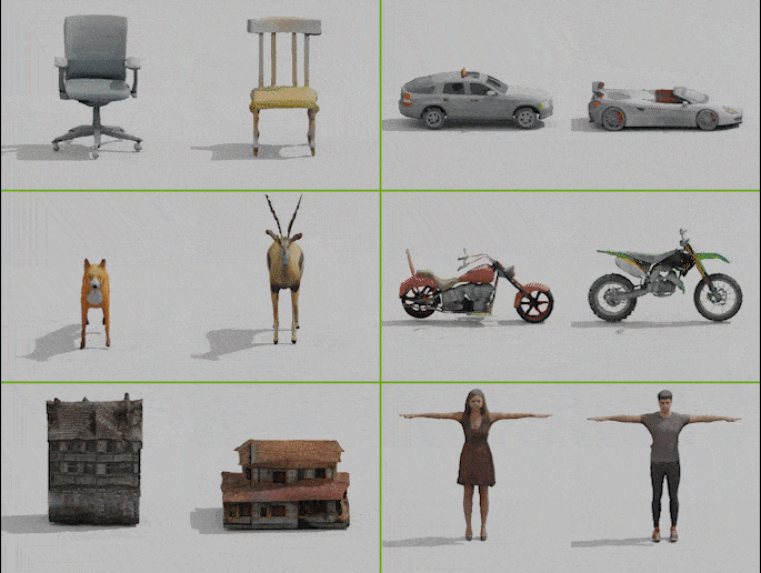 3D objects generated by GET3D