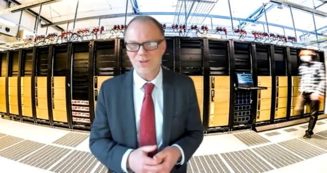 Anders Ynnerman with Sweden's Berzelius AI supercomputer