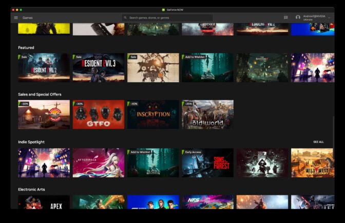 Wall of Games GeForce NOW