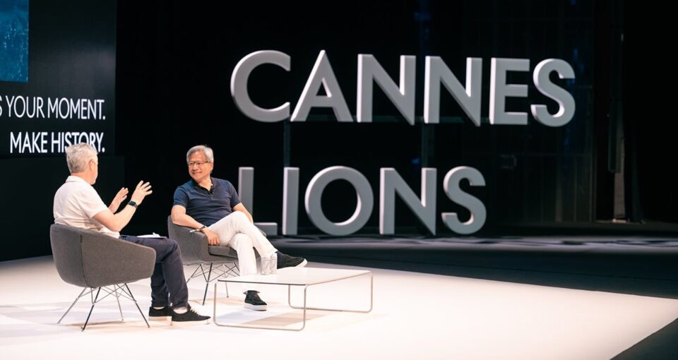 Jensen Huang and Mark Read seated onstage at Cannes Lions