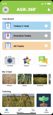 Screen shot of the Agri360 AI-powered farming app