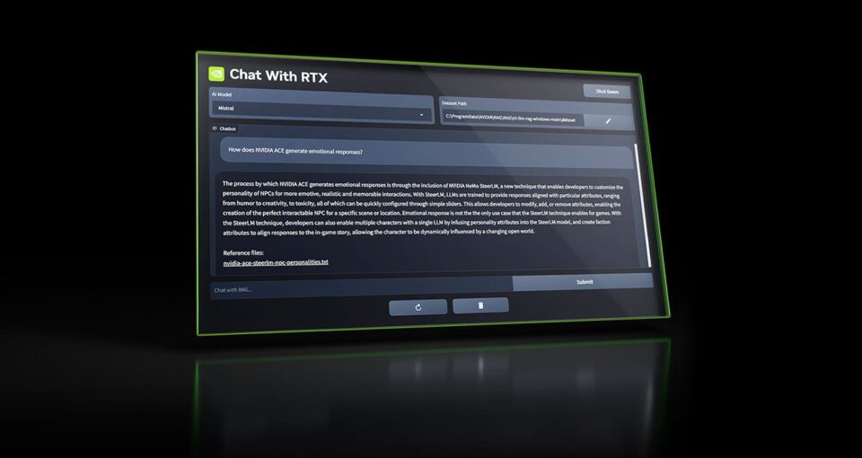 Chat with RTX, a generative AI chatbot powered by NVIDIA RTX GPUs