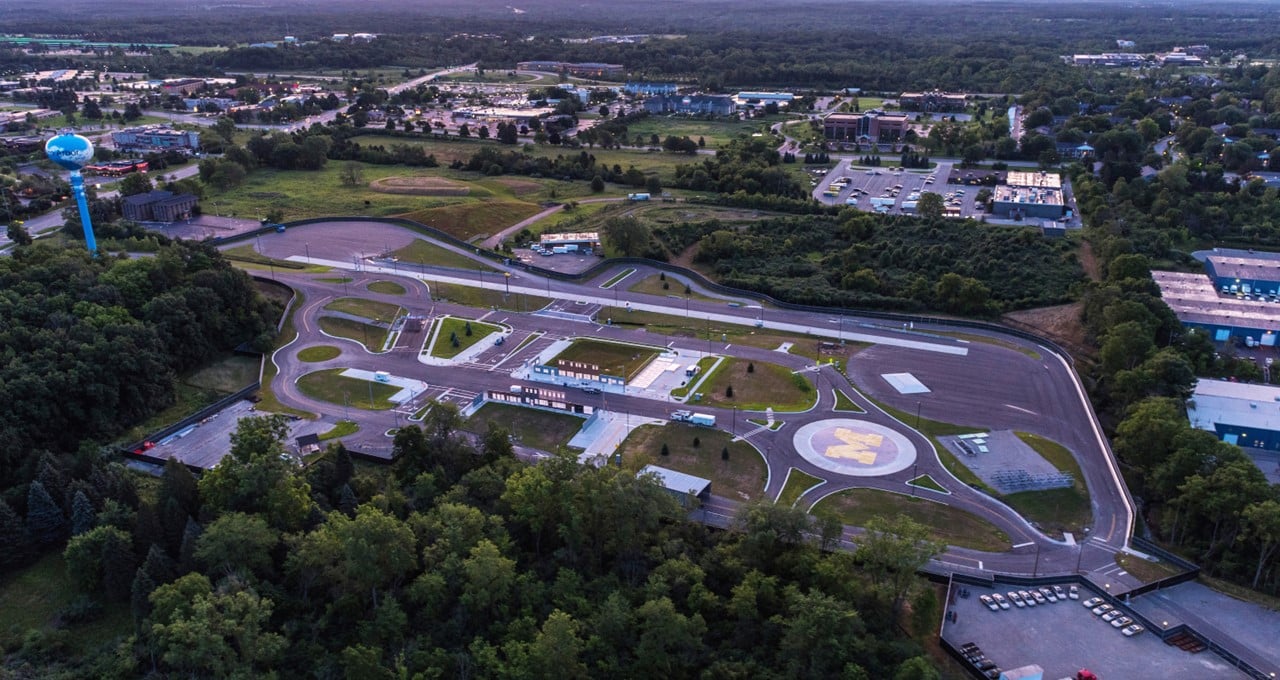 Aerial shot of Mcity AV test facility