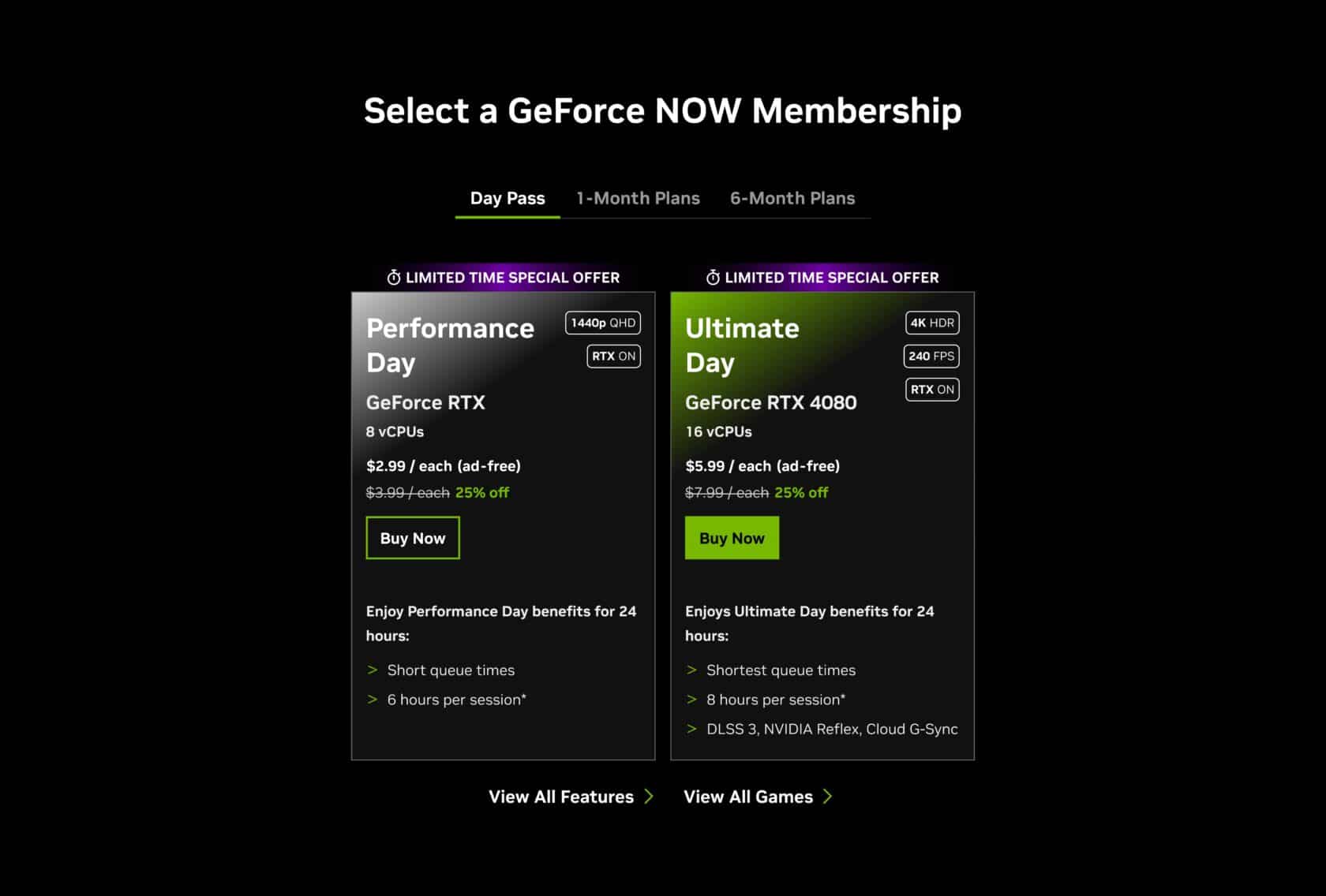 Day Pass Sale on GeForce NOW