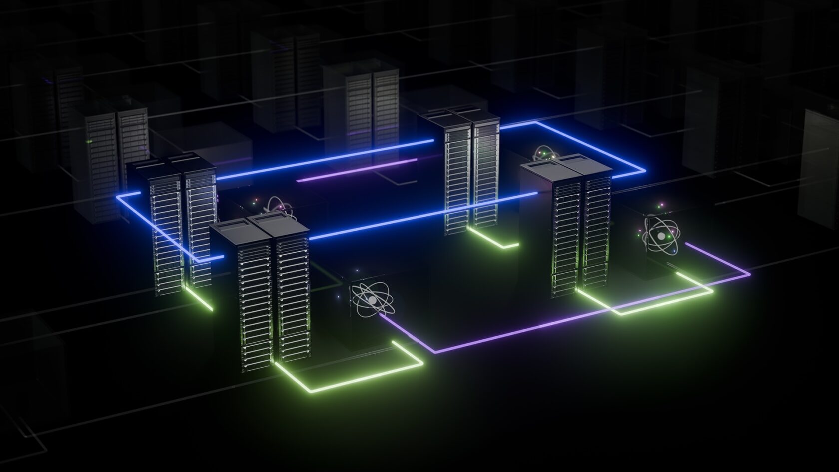 A diagram of an accelerated quantum supercomputer connecting classical and quantum processors.